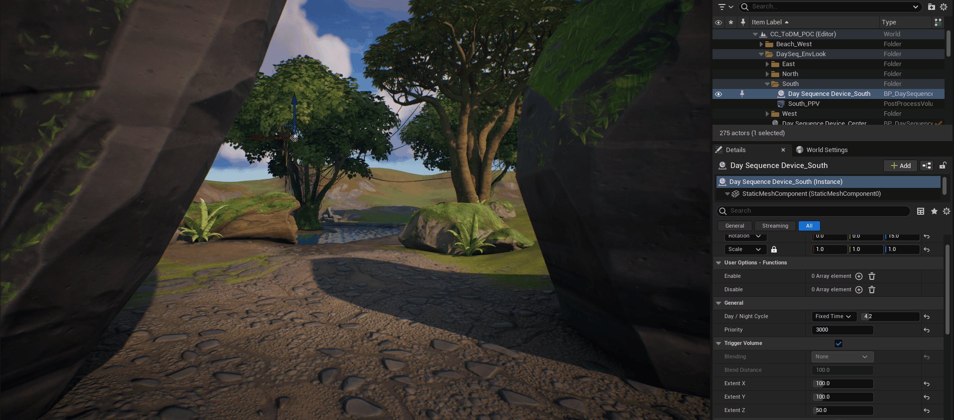 Go through the South biome gate to see how the jungle environment was created.