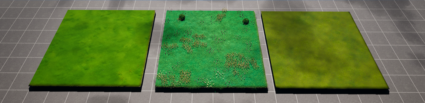 The different landscape material instances.