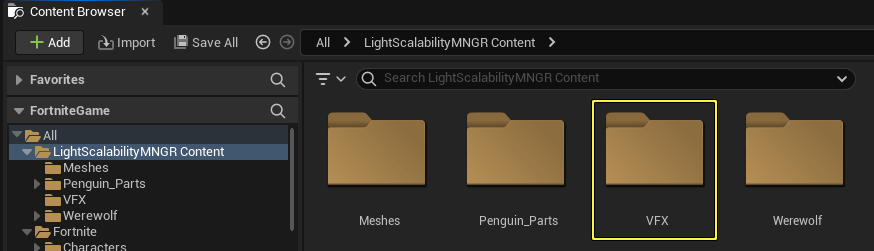 Create a folder for your visual effects.