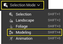 Open the Select Mode menu and select Modeling from the options.