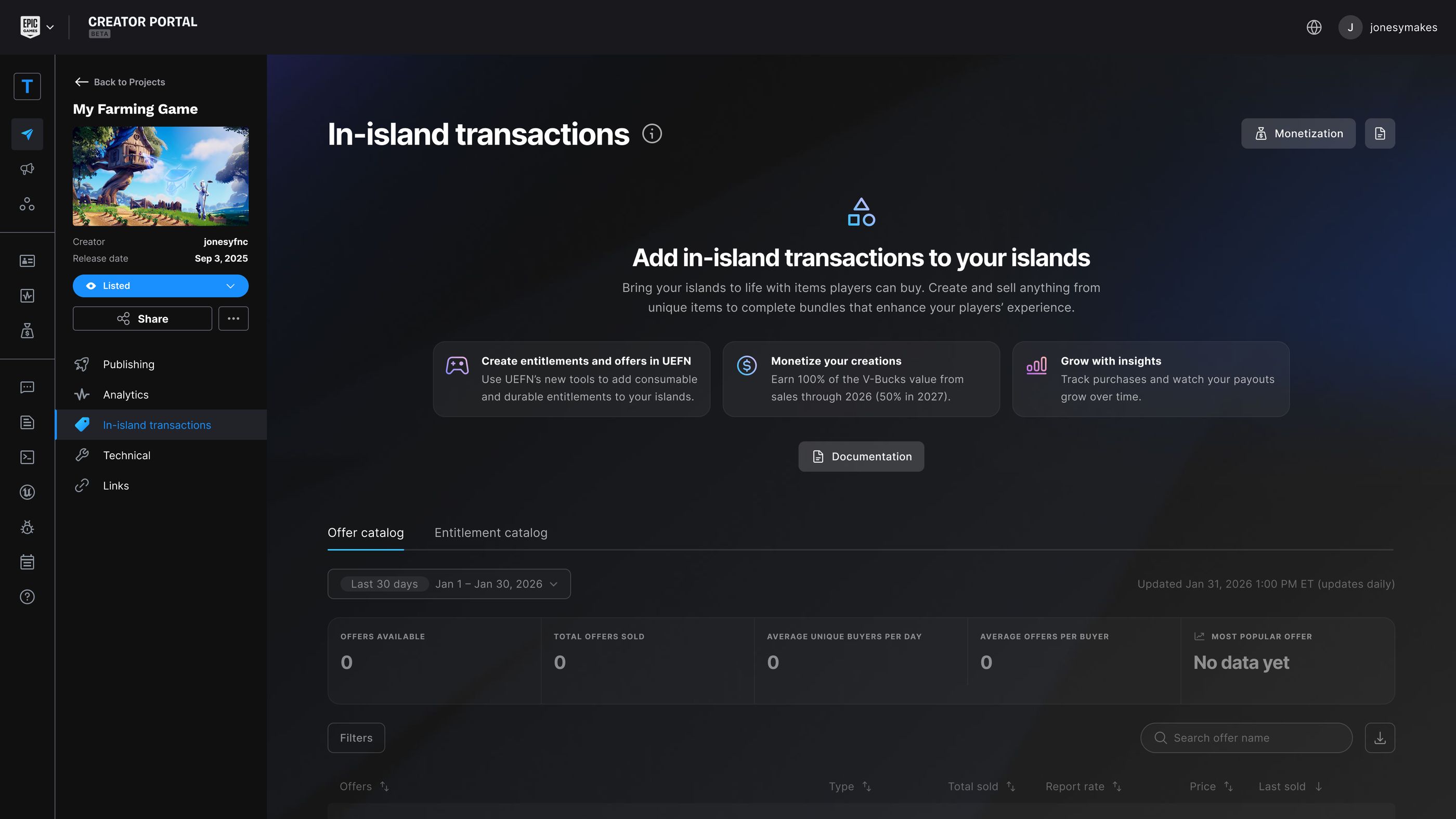 In-Island Transaction page if you have no purchasable offers on your island