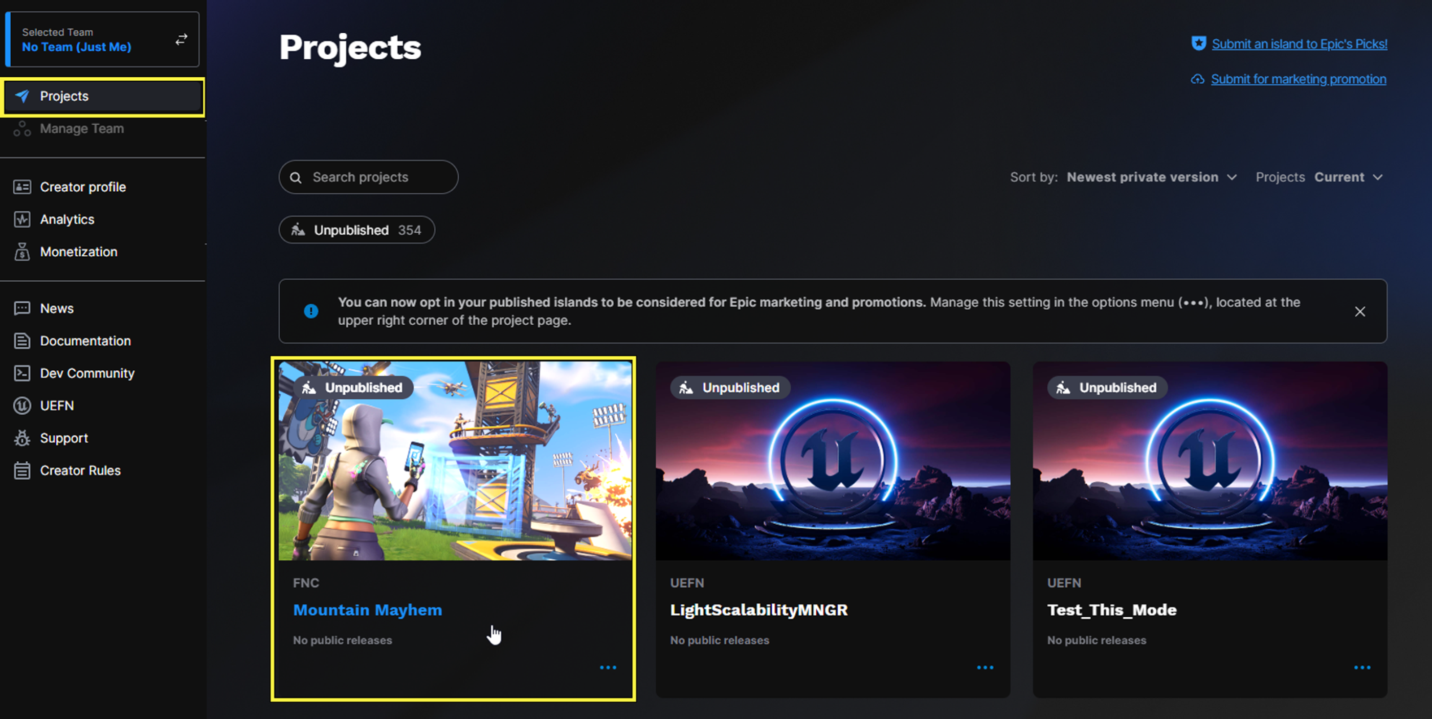 Open the Projects page, and click the tile for the project you want to see information for.