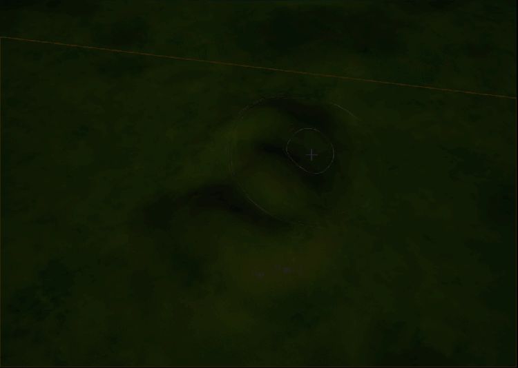 The sculpt tool raises or lowers the terrain.