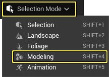 Open the Select Mode menu and select Modeling from the options.