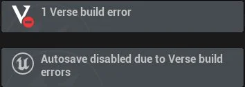 Build Error message pops up when there's a build error with the Verse script