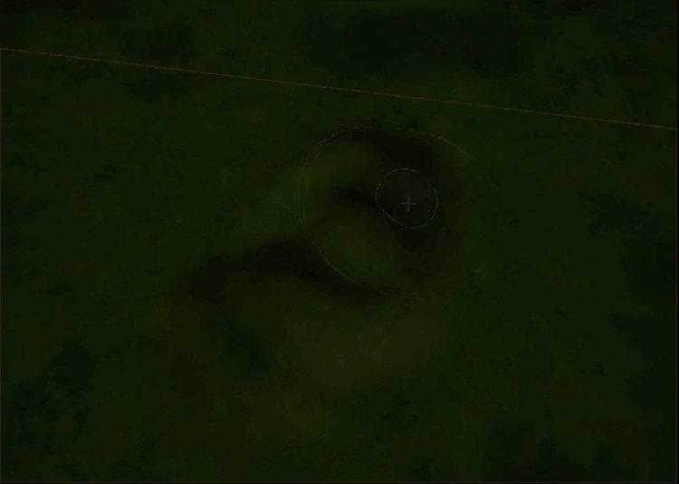 The sculpt tool raises or lowers the terrain.