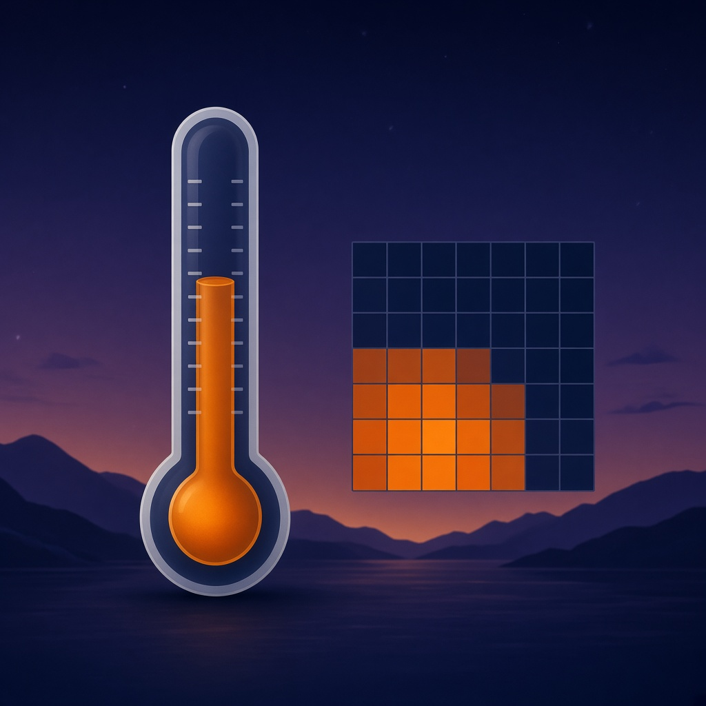 Memory thermometer beside a small spatial heatmap